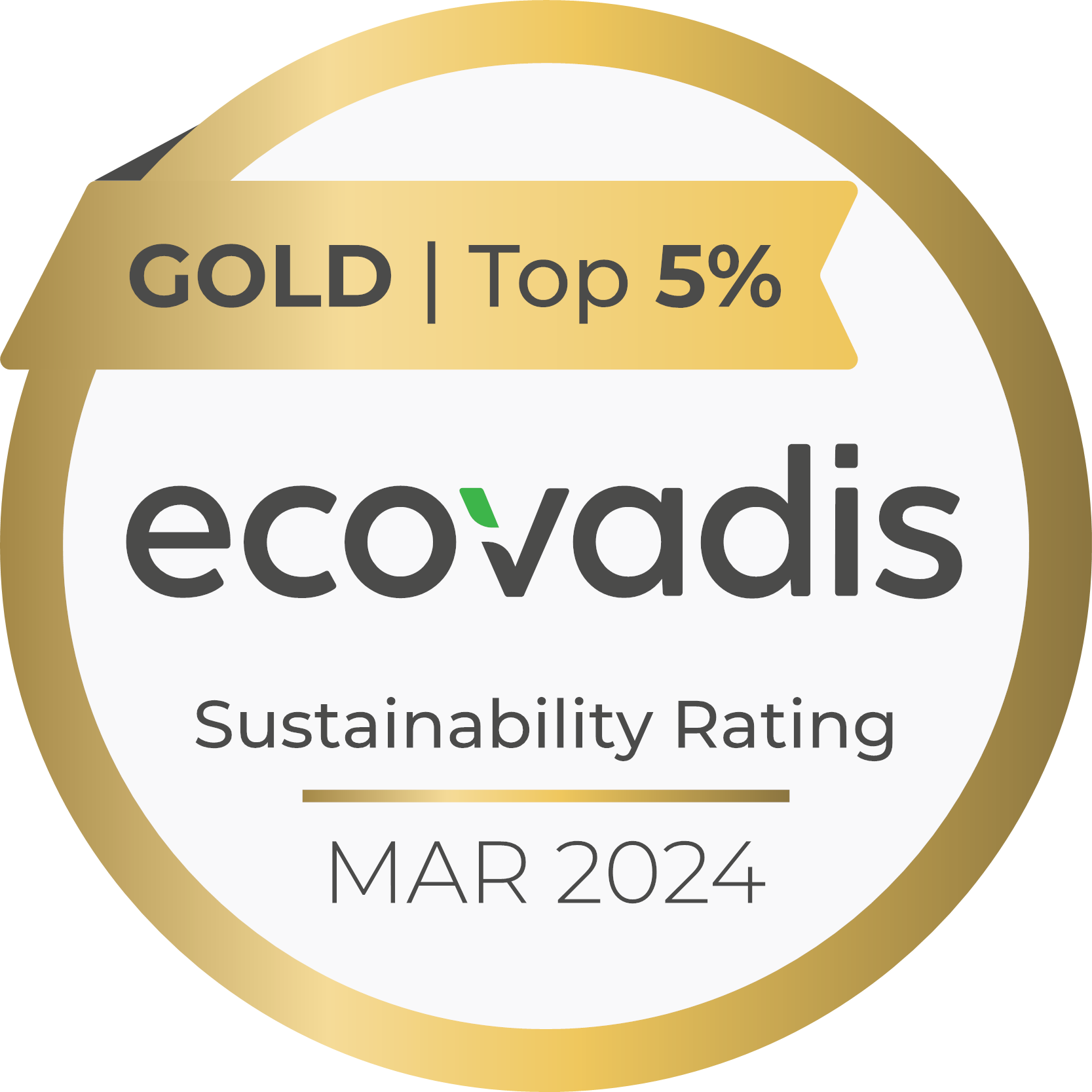 Logo EcoVadis - Gold top 5% - développement durable